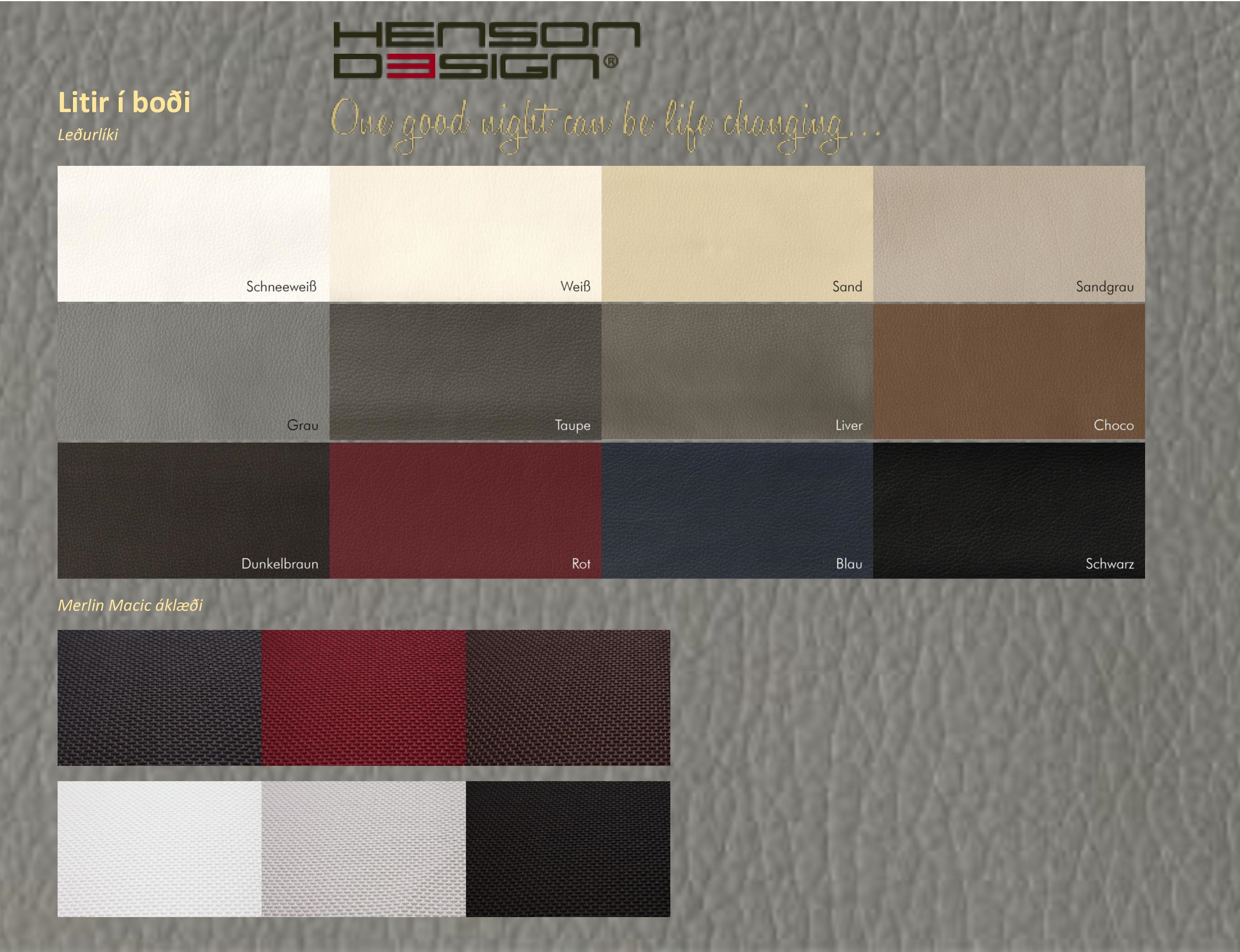 Litaspjald fyrir Henson Design